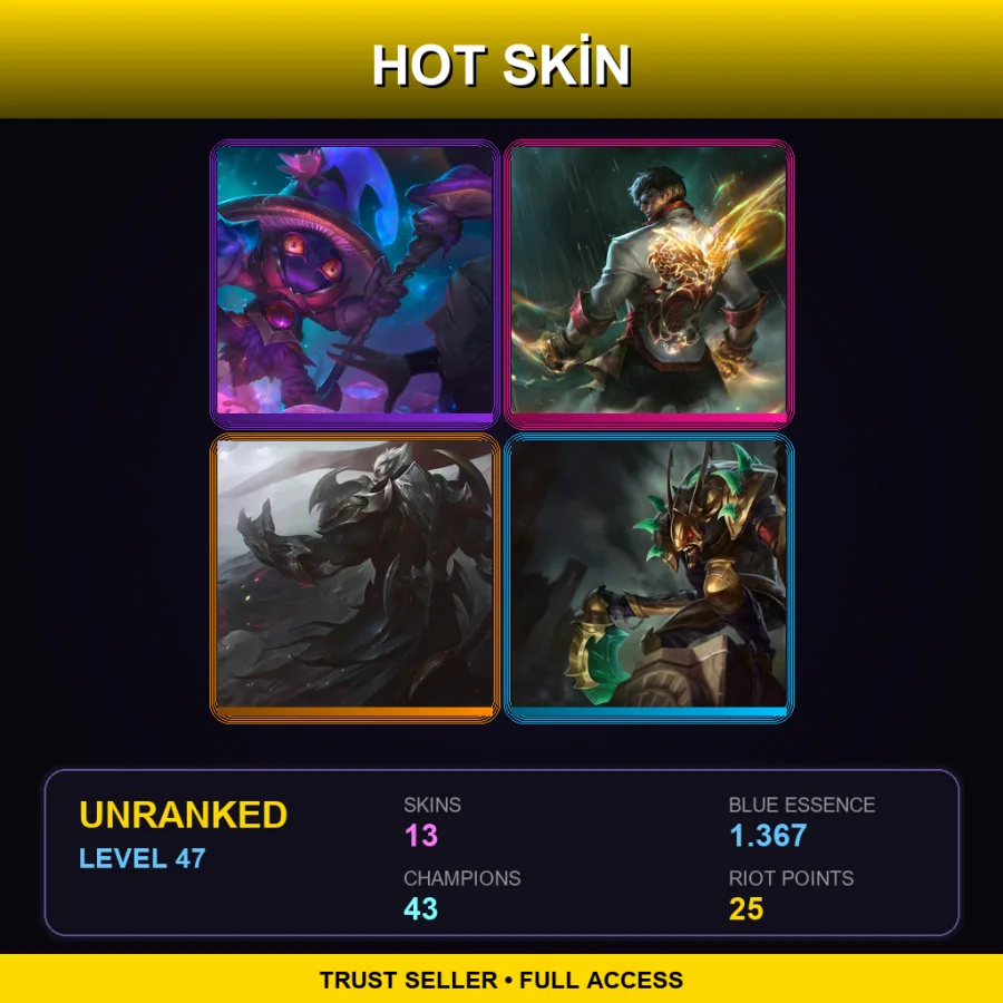 LAN | Lv47 | Unranked | 13 Skin | 43 Champ