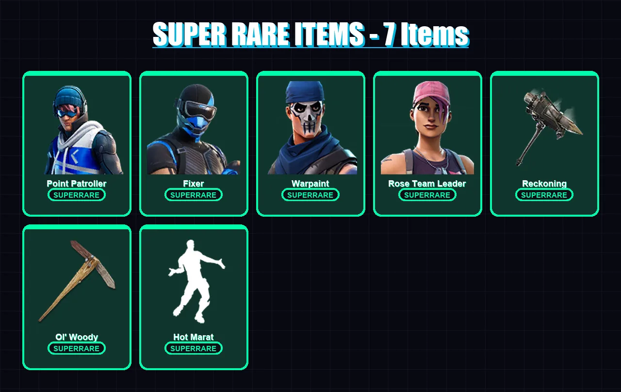 [PC/XBOX] | Point Patroller | Fixer | Warpaint | Rose Team Leader | Zenith | 48 skin | 35 pickaxe | 38 emote | 39 glider | Lv508
