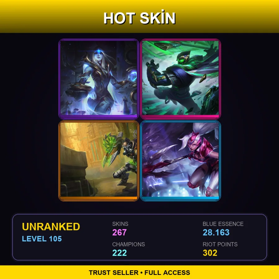 SG | Lv105 | Unranked | 267 Skin | 222 Champ