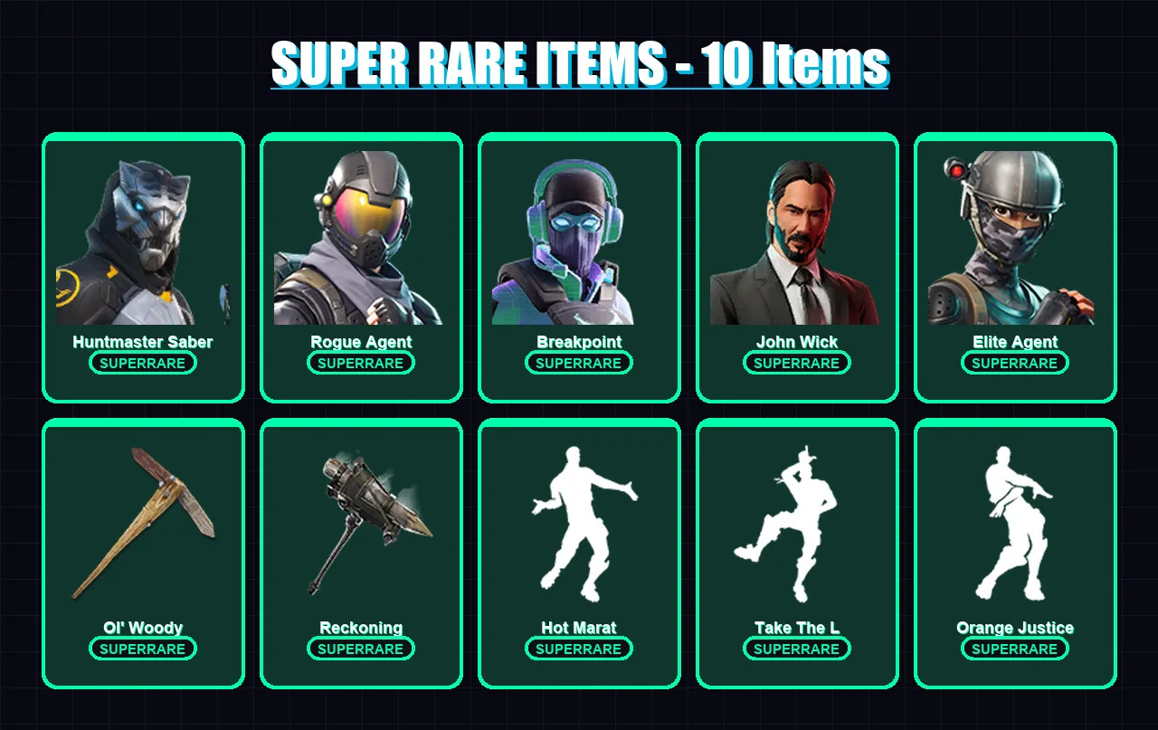 [PC/PSN] | Huntmaster Saber | Rogue Agent | Breakpoint | John Wick | Elite Agent | 111 skin | 74 pickaxe | 88 emote | 71 glider | Lv834
