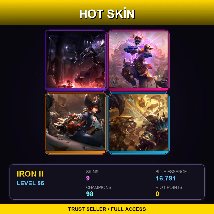 LAN | Lv56 | Iron II | 9 Skin | 98 Champ