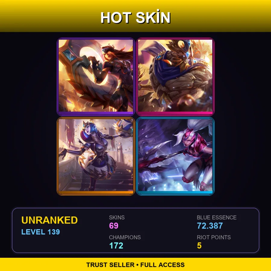 VN | Lv139 | Unranked | 69 Skin | 172 Champ