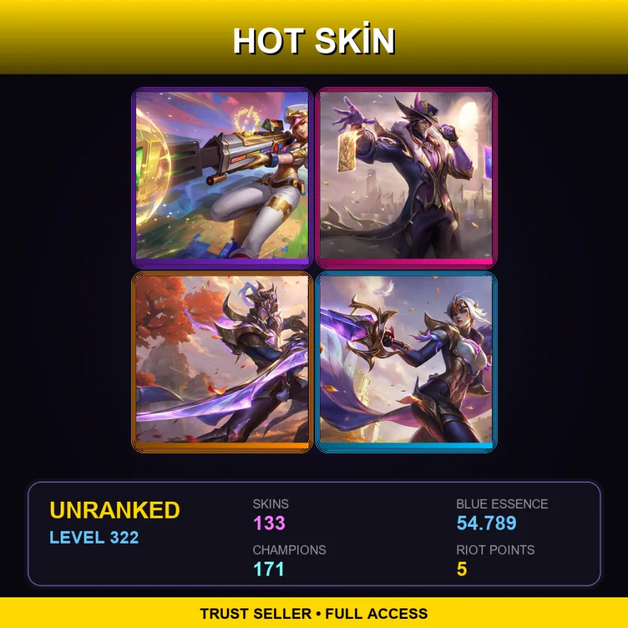 SG | Lv322 | Unranked | 133 Skin | 171 Champ — LoL account