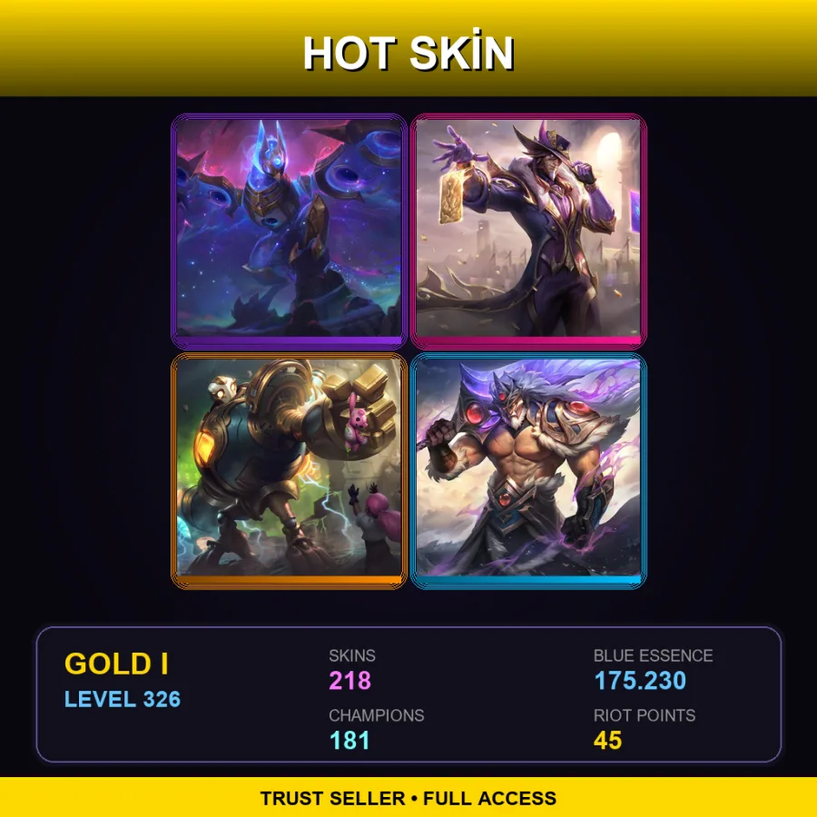 VN | Lv326 | Gold I | 218 Skin | 181 Champ