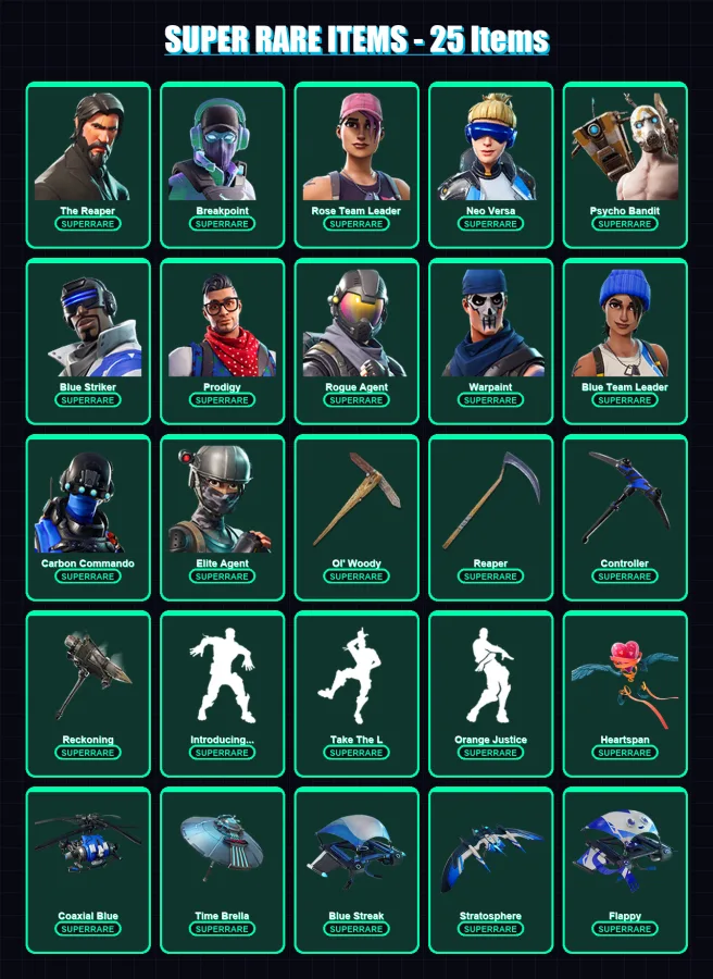 [PS4/PS5/XBOX/PC] | The Reaper | Breakpoint | Rose Team Leader | Neo Versa | Psycho Bandit | 147 skin | 101 pickaxe | 115 emote | 108 glider | Lv123 — Fortnite account