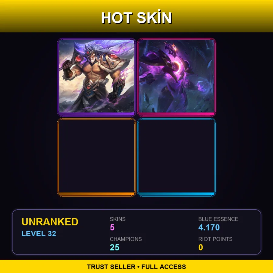 OCE | Lv32 | Unranked | 5 Skin | 25 Champ — Unranked / Smurf League of Legends