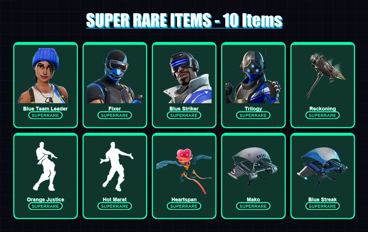 [PS4/PS5/XBOX/PC] | Blue Team Leader | Fixer | Blue Striker | Trilogy | Calamity | 93 skin | 110 pickaxe | 97 emote | 107 glider | Lv1512