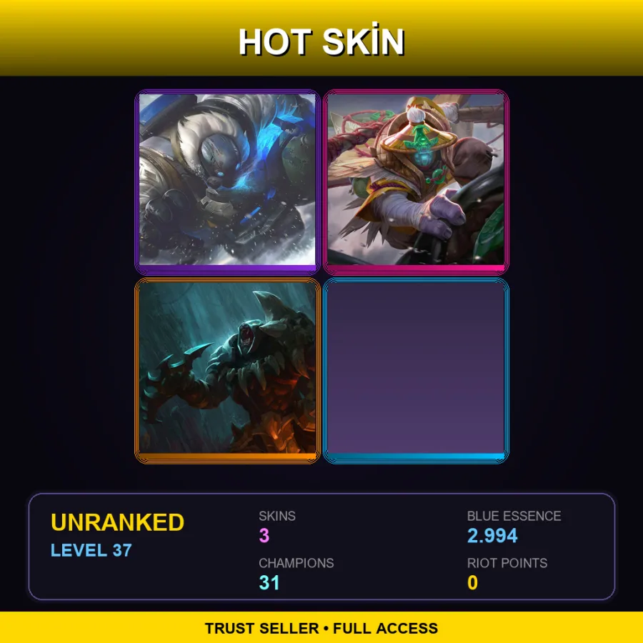 TR | Lv37 | Unranked | 3 Skin | 31 Champ