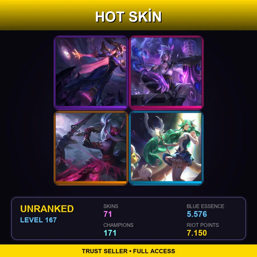 EUW | Lv167 | Unranked | 71 Skin | 171 Champ