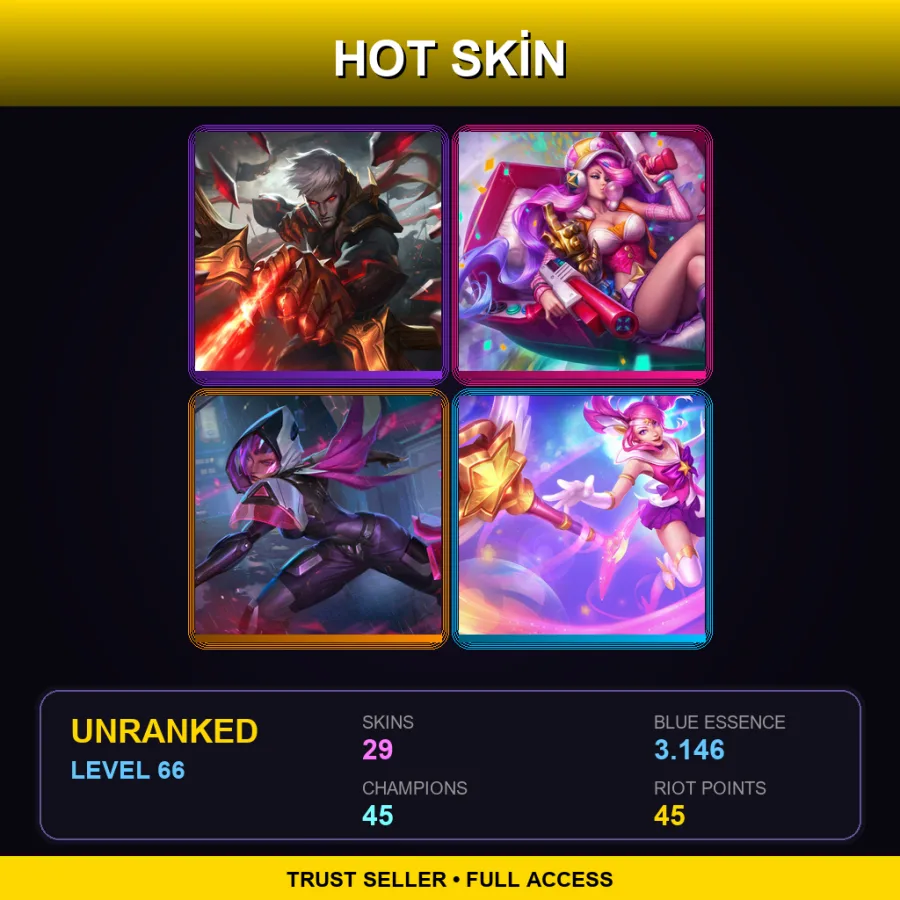 BR | Lv66 | Unranked | 29 Skin | 45 Champ — LoL account