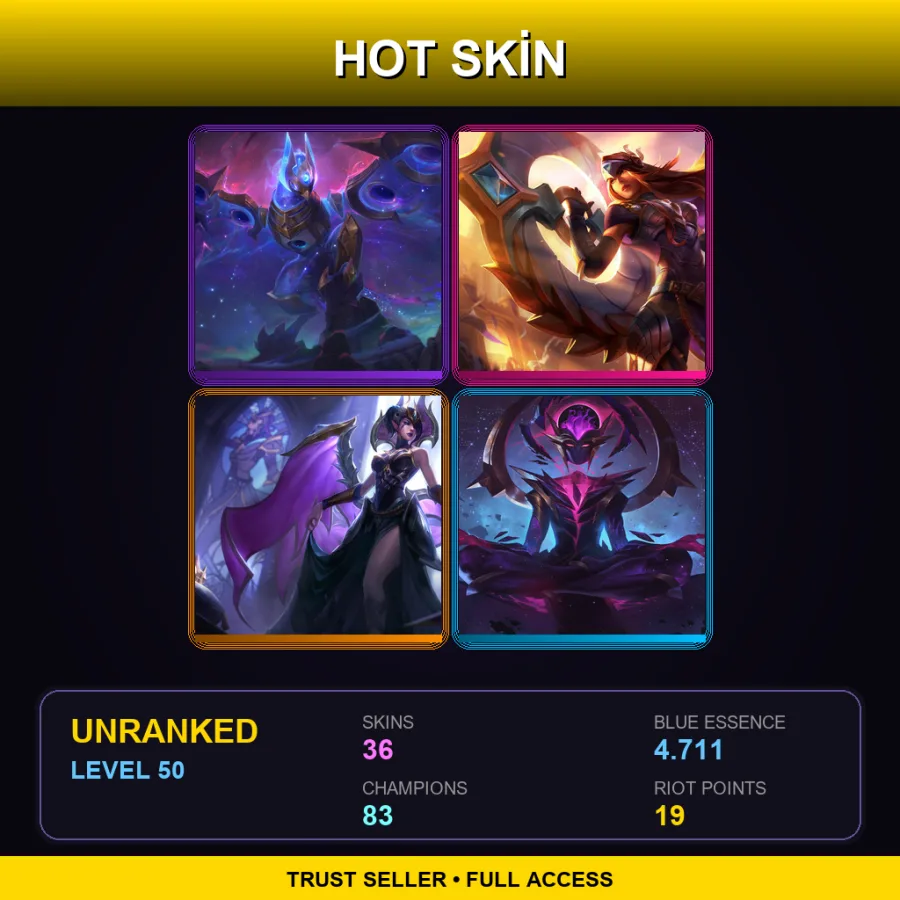 VN | Lv50 | Unranked | 36 Skin | 83 Champ