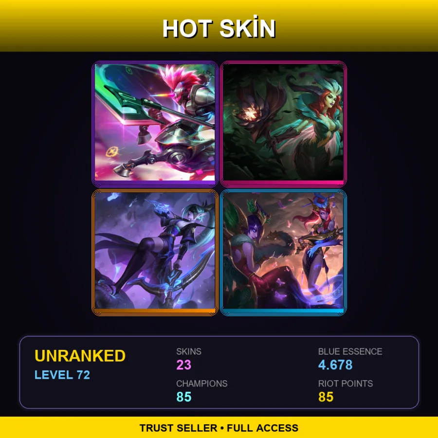 LAS | Arcade Hecarim | Elderwood LeBlanc | Spirit Blossom Vayne | Lunar Wraith Caitlyn | 23 Skin | 85 Champ | Lv72