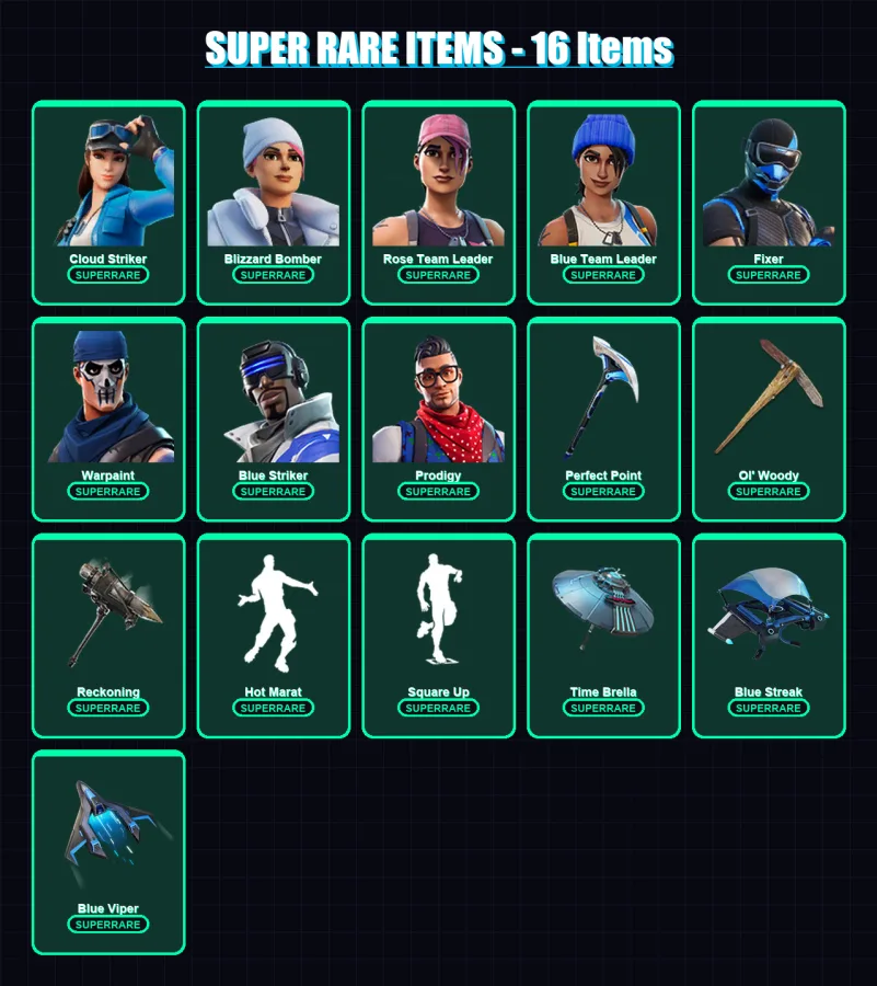 [PS4/PS5/XBOX/PC] | Cloud Striker | Blizzard Bomber | Rose Team Leader | 112 skin | Lv1800 — Fortnite account