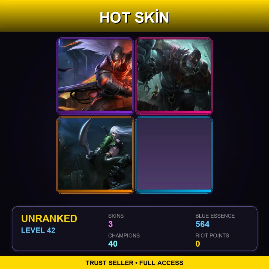 JP | Lv42 | Unranked | 3 Skin | 40 Champ — LoL account