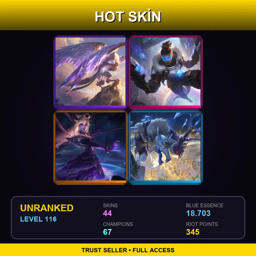 EUNE | Lv116 | Unranked | 44 Skin | 67 Champ — LoL account