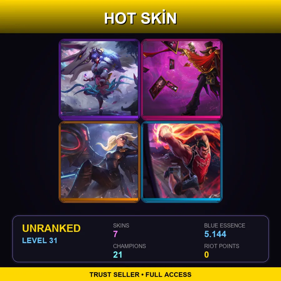 VN | Lv31 | Unranked | 7 Skin | 21 Champ — LoL account