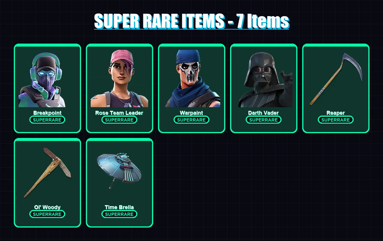 [PC/XBOX/PSN] | Breakpoint | Rose Team Leader | Warpaint | Darth Vader | The Scientist | 220 skin | 235 pickaxe | 186 emote | 181 glider | Lv2950