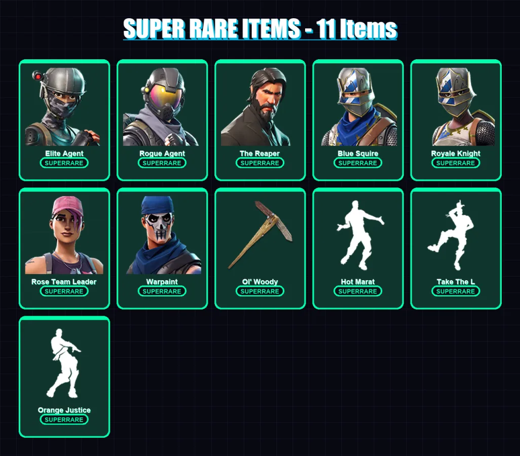 [PC/XBOX/PSN] | Elite Agent | Rogue Agent | The Reaper | Blue Squire | Royale Knight | 30 skin | 33 pickaxe | 46 emote | 49 glider | Lv610