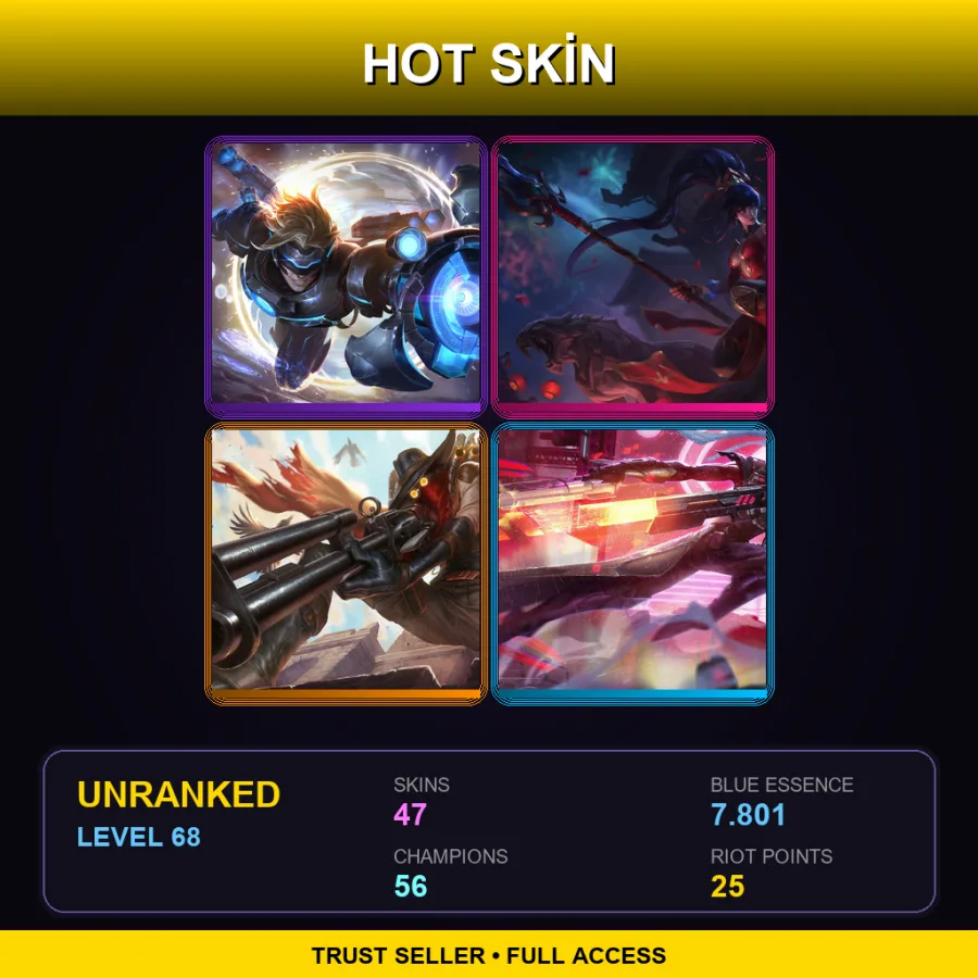 EUNE | Lv68 | Unranked | 47 Skin | 56 Champ — LoL account