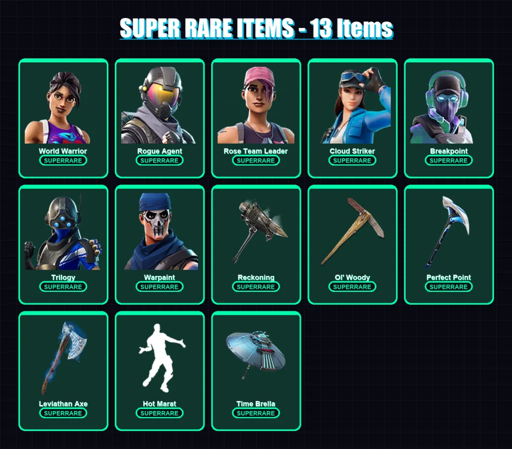 [PC/XBOX] | World Warrior | Rogue Agent | Rose Team Leader | Cloud Striker | Breakpoint | 183 skin | 212 pickaxe | 151 emote | 177 glider | Lv2454