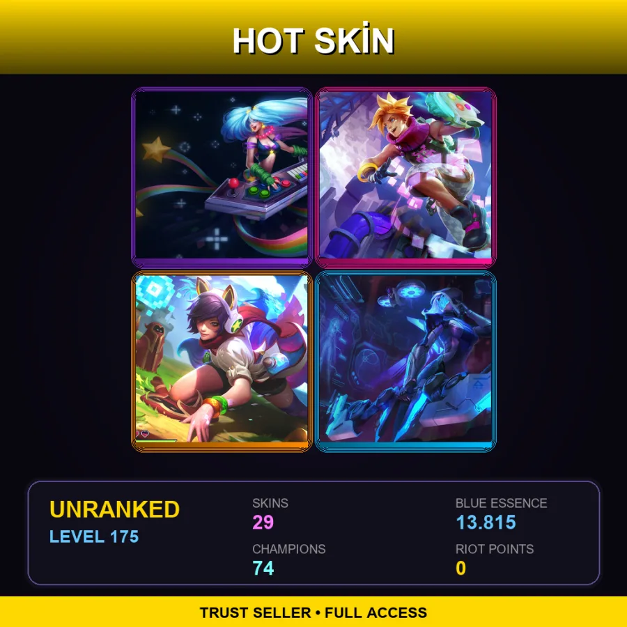 LAN | Lv175 | Unranked | 29 Skin | 74 Champ