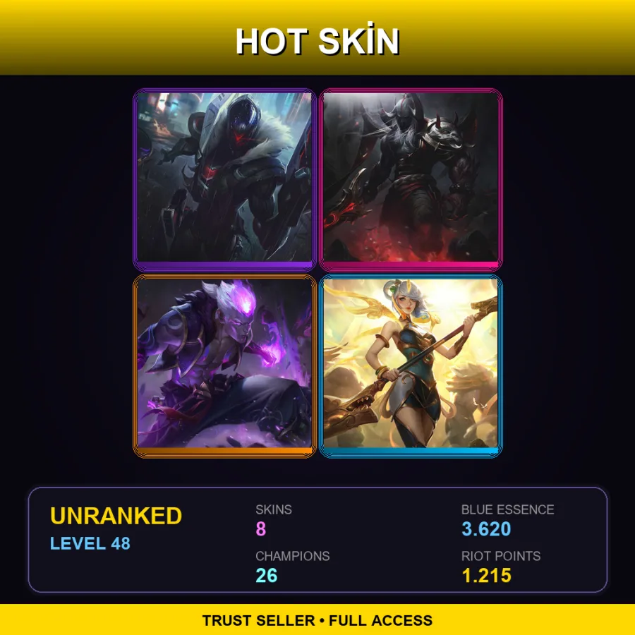 EUW | Lv48 | Unranked | 8 Skin | 26 Champ