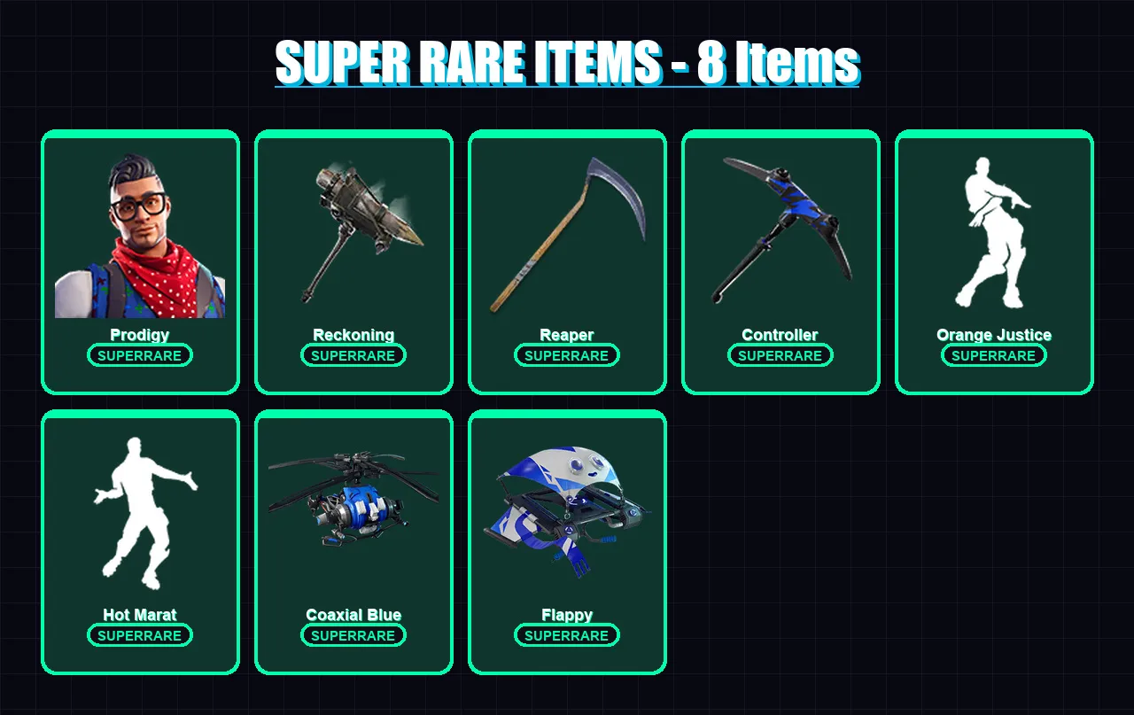 [PC/XBOX/PSN] | Prodigy | A.I.M. | Sentinel | Zenith | The Prisoner | 26 skin | 32 pickaxe | 38 emote | 38 glider | Lv530