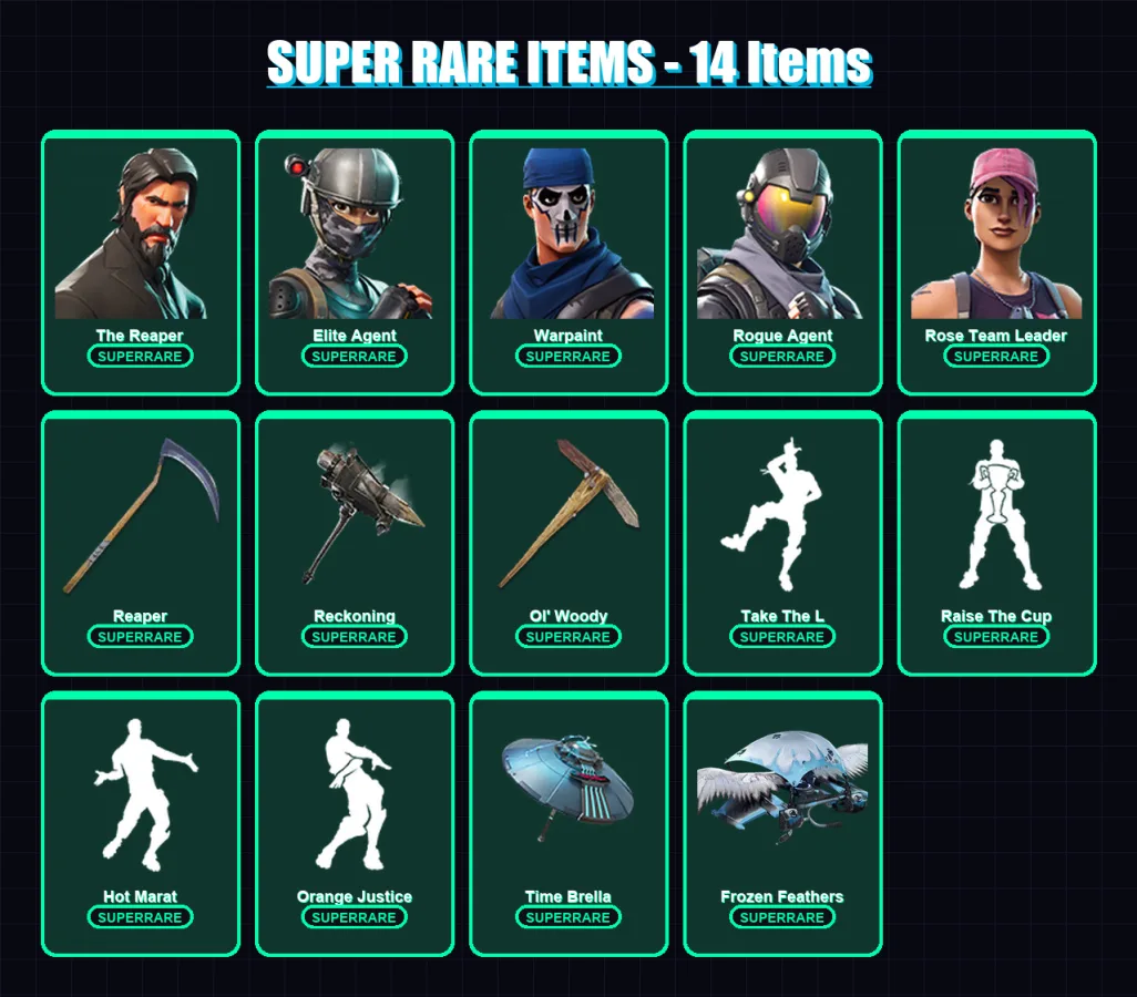 [PC/XBOX/PSN] | The Reaper | Elite Agent | Warpaint | Rogue Agent | Rose Team Leader | 306 skin | 281 pickaxe | 245 emote | 223 glider | Lv3101 — Fortnite account