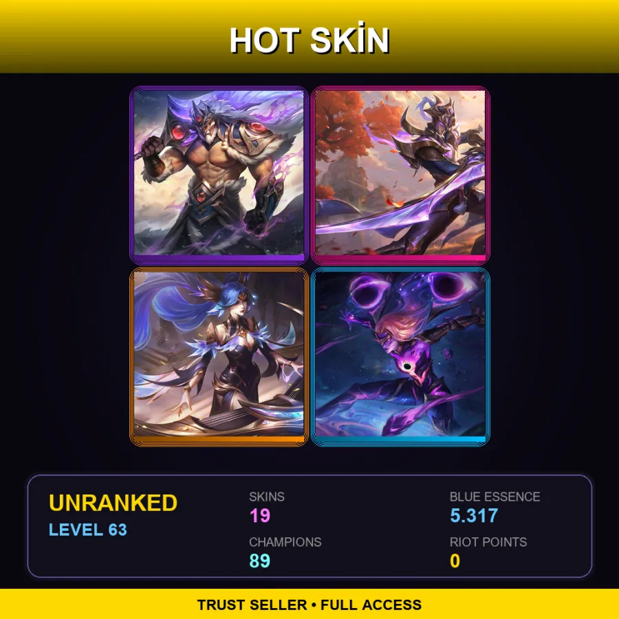 TR | Lv63 | Unranked | 19 Skin | 89 Champ