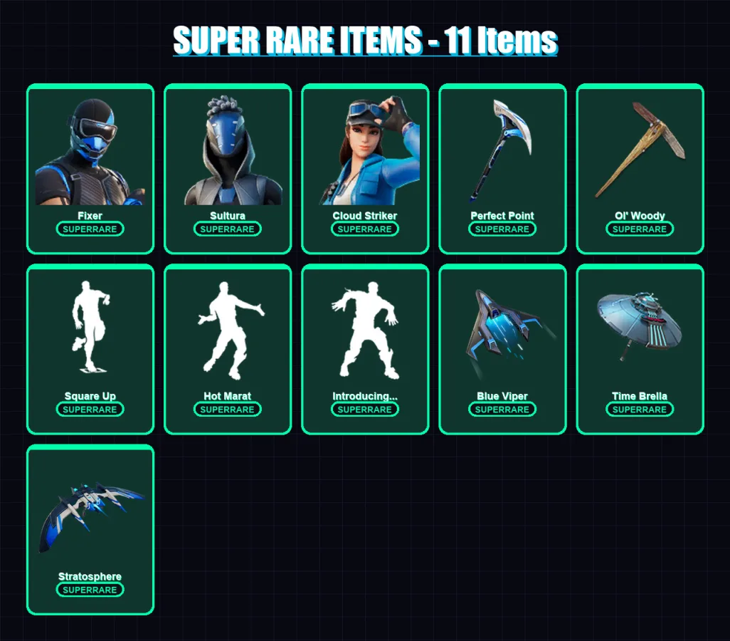 [PS4/PS5/XBOX/PC] | Fixer | Sultura | Cloud Striker | Luxe | The Imagined | 202 skin | 250 pickaxe | 183 emote | 216 glider | Lv2976