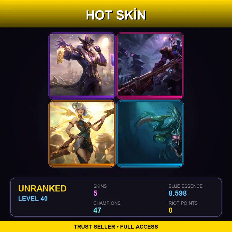 RU | Lv40 | Unranked | 5 Skin | 47 Champ — LoL account