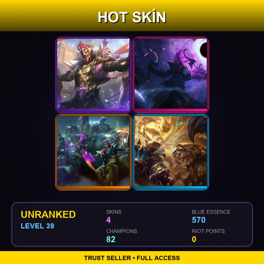VN | Lv39 | Unranked | 4 Skin | 82 Champ — LoL account