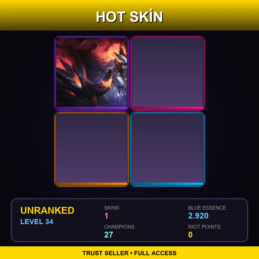 EUW | Lv34 | Unranked | 1 Skin | 27 Champ