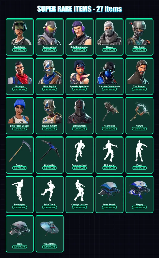 [PS4/PS5/XBOX/PC] | Trailblazer | Rogue Agent | Sub Commander | Havoc | Elite Agent | 70 skin | 42 pickaxe | 75 emote | 54 glider | Lv596 — Fortnite account