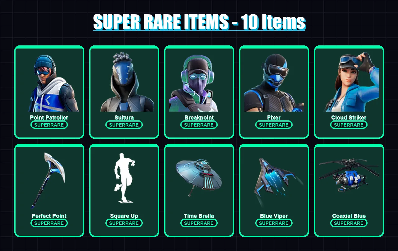 [PS4/PS5/XBOX/PC] | Point Patroller | Sultura | Breakpoint | Fixer | Cloud Striker | 141 skin | 190 pickaxe | 126 emote | 169 glider | Lv2162