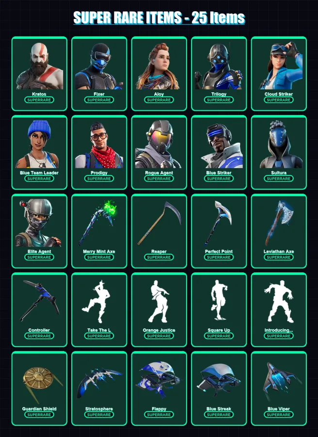[PS4/PS5/XBOX/PC] | Kratos | Fixer | Aloy | Trilogy | Cloud Striker | 233 skin | 199 pickaxe | 118 emote | 121 glider | Lv1221