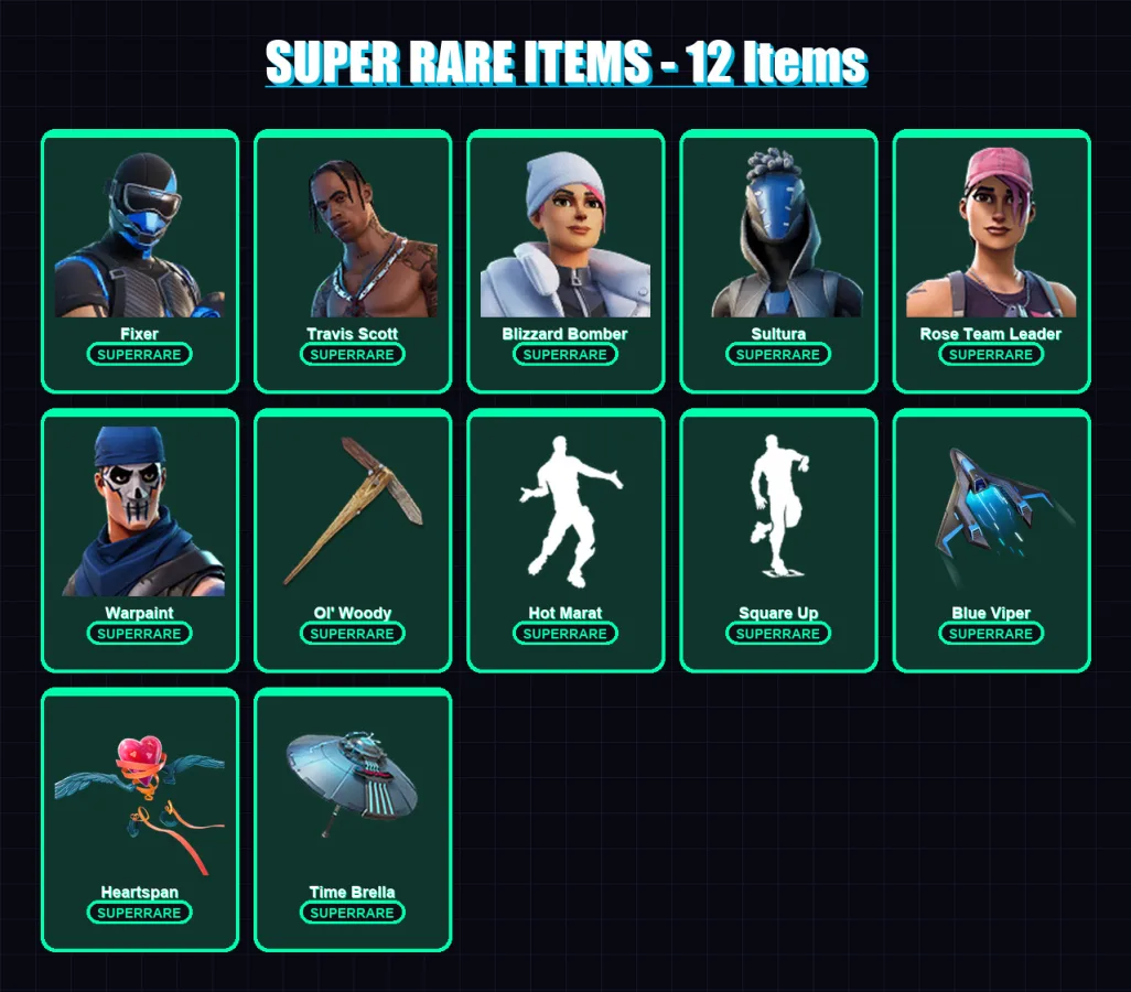 [PC/XBOX] | Fixer | Travis Scott | Blizzard Bomber | Sultura | Rose Team Leader | 190 skin | 227 pickaxe | 145 emote | 174 glider | Lv2167