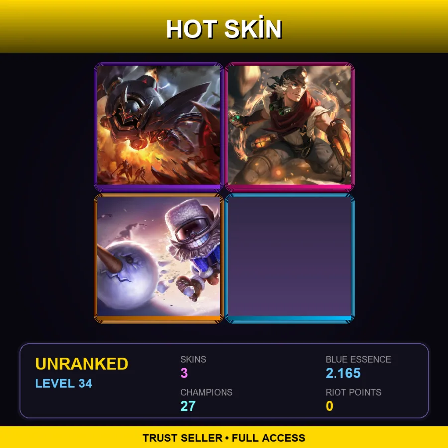 LAN | Lv34 | Unranked | 3 Skin | 27 Champ