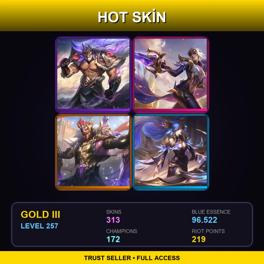 NA | Lv257 | Gold III | 313 Skin | 172 Champ — LoL account
