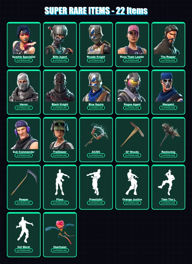 [PC/XBOX/PSN] | Sparkle Specialist | Elite Agent | Royale Knight | Rose Team Leader | The Reaper | 95 skin | 77 pickaxe | 78 emote | 71 glider | Lv9