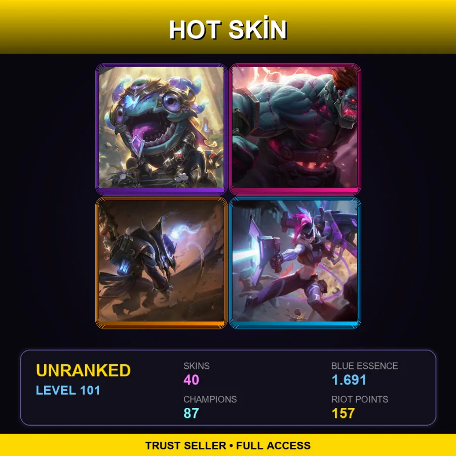 EUNE | Lv101 | Unranked | 40 Skin | 87 Champ — LoL account