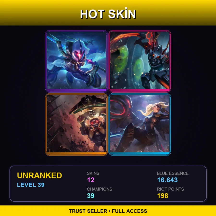 EUW | Lv39 | Unranked | 12 Skin | 39 Champ — LoL account