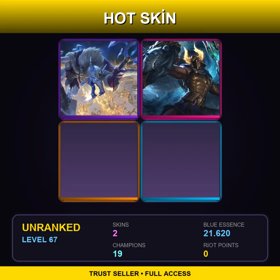 LAN | Lv67 | Unranked | 2 Skin | 19 Champ — LoL account