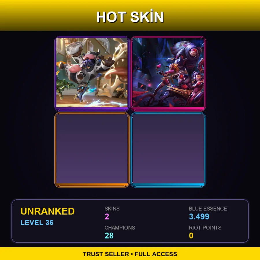 ME | Lv36 | Unranked | 2 Skin | 28 Champ — LoL account