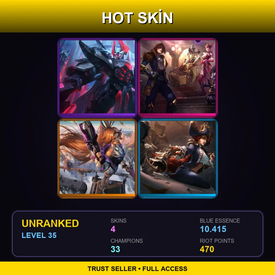 EUNE | Lv35 | Unranked | 4 Skin | 33 Champ — LoL account