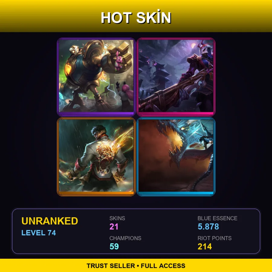 EUW | Lv74 | Unranked | 21 Skin | 59 Champ — Soul Reaver Draven