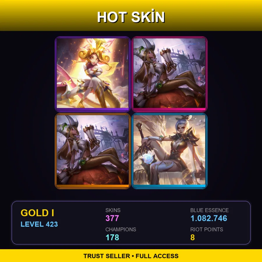 SG | Lv423 | Gold I | 377 Skin | 178 Champ