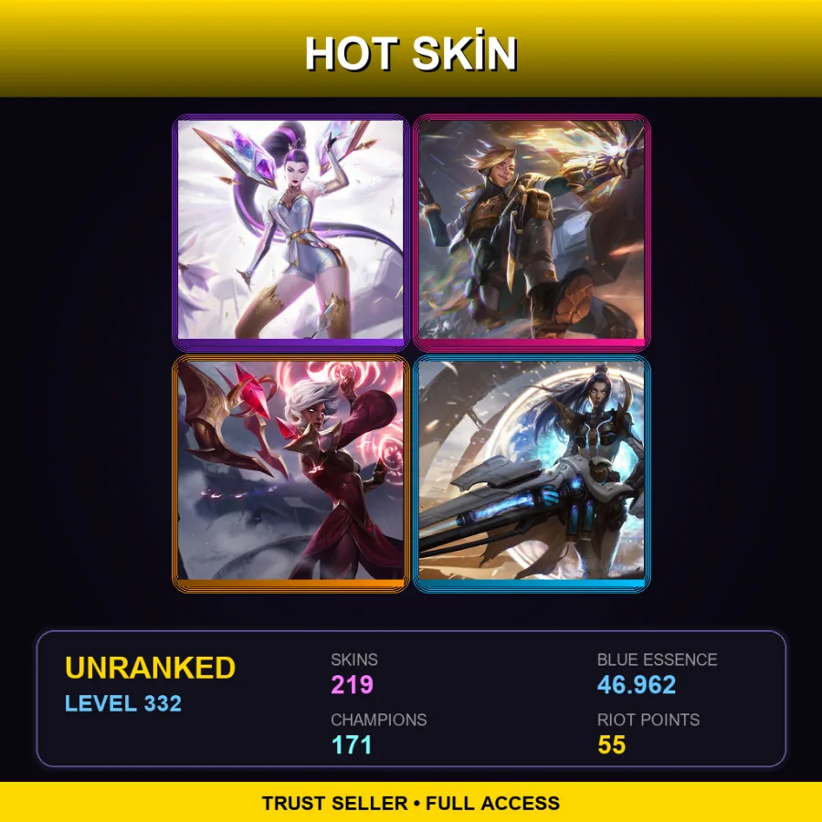 EUW | Lv332 | Unranked | 219 Skin | 171 Champ