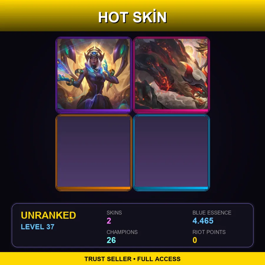 EUW | Lv37 | Unranked | 2 Skin | 26 Champ