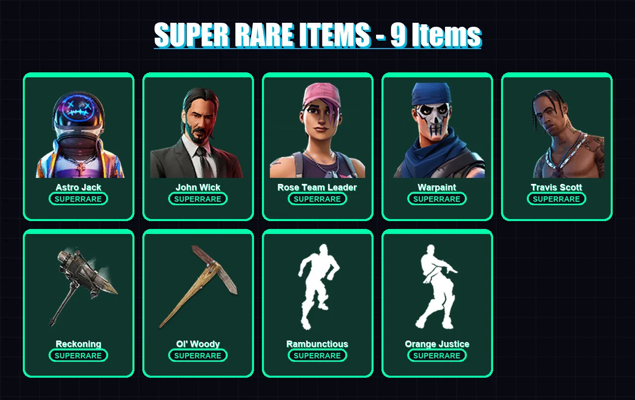 [PC/XBOX] | Astro Jack | John Wick | Rose Team Leader | Warpaint | Travis Scott | 112 skin | 77 pickaxe | 170 emote | 73 glider | Lv796 — Fortnite account
